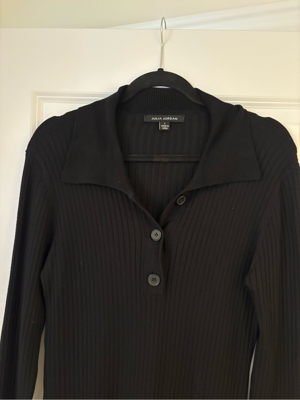 Julia Jordan Black Ribbed Button Polo maxi dress